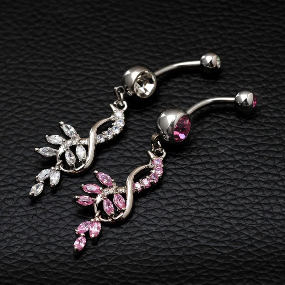 Кристалл кисточкой мотаться серебряные пупка бар тела ювелирные изделия пирсинг