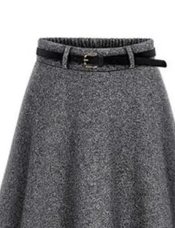 Осень-зима, новинка, 6xl, доступны ко всему, Saias Na Altura Do Joelho размера плюс, шерстяные офисные юбки для женщин - Цвет: Темно-серый