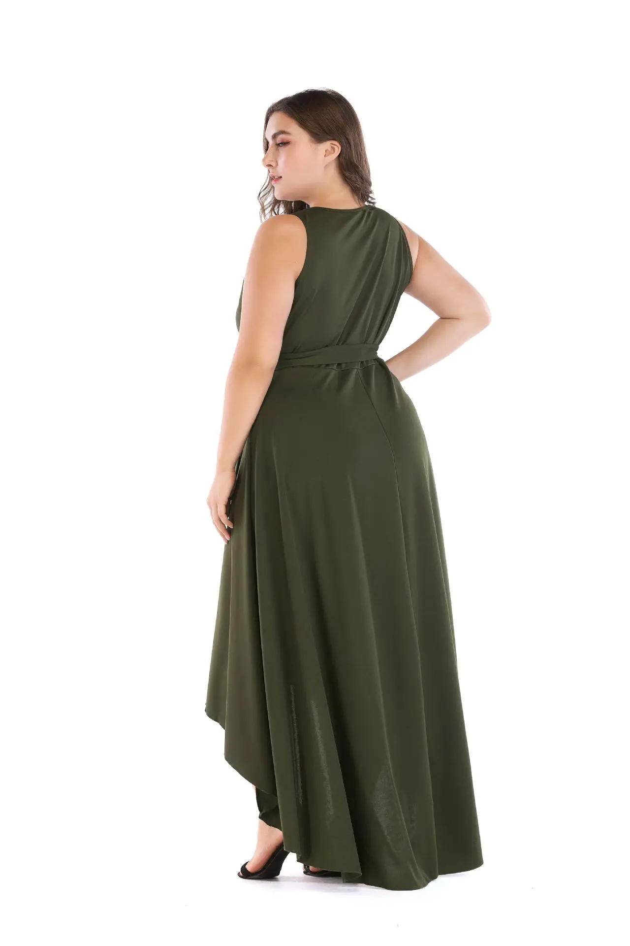 

Women's autumn new large size was thin V-neck lace long