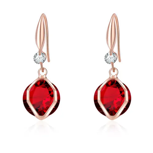Red Manxiuni Jewels Роскошные серьги в форме капли воды Розовое золото Цвет Синий Кристалл Мода Циркон Висячие серьги для женщин помолвка - Окраска металла: Red