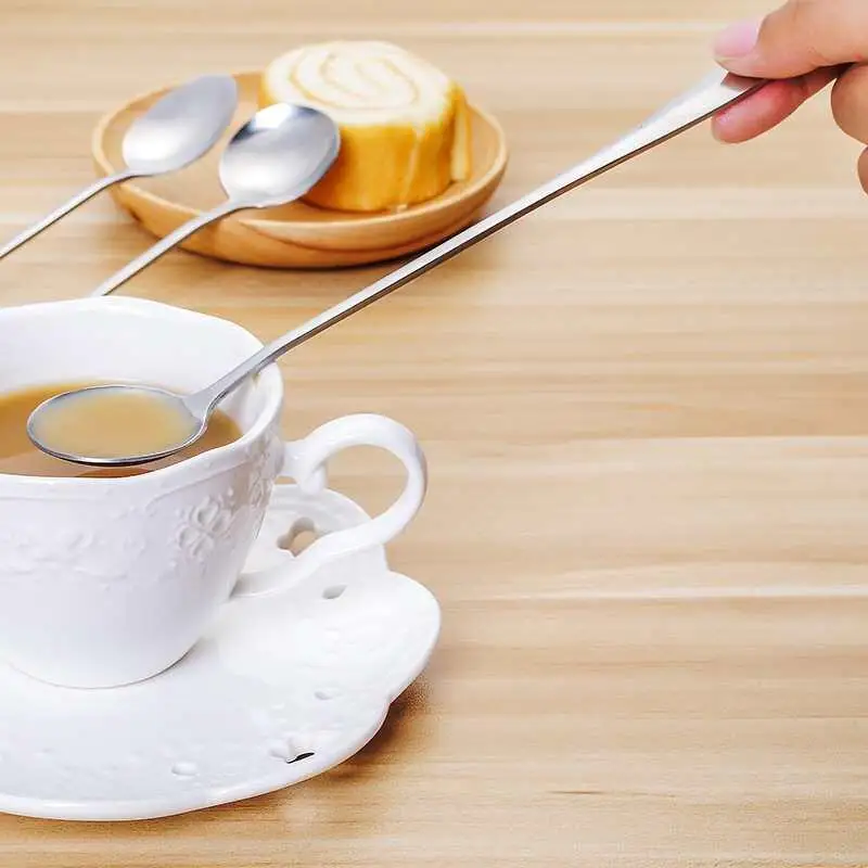 

New Stainless Steel Long Handle Spoon Coffee Latte Ice Cream Soda Sundae Cocktail Scoop Free Shipping LX6777