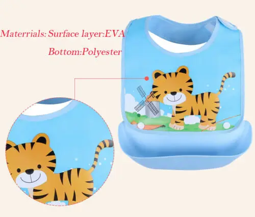 Cute Baby Girls Boys Cartoon Print Waterproof Bibs Kids Dinner Feeding Bibs Baby Bibs Baby Stuff