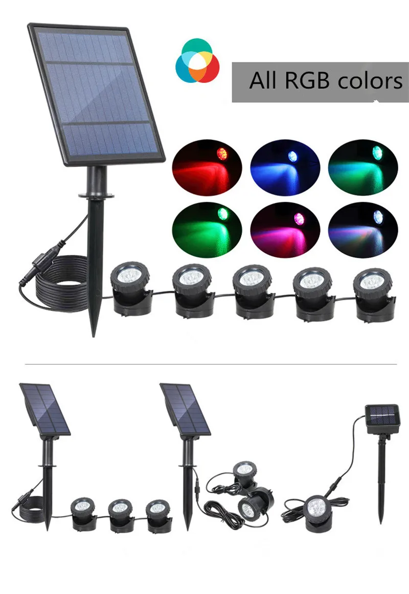 Солнечный светильник светодиодный фонтан лампа RGB 30 светодиодный s подводный Плавательный Бассейн светильник 2 Вт 3 Вт 5 Вт пруд декор для аквариума светильник ing Точечный светильник s