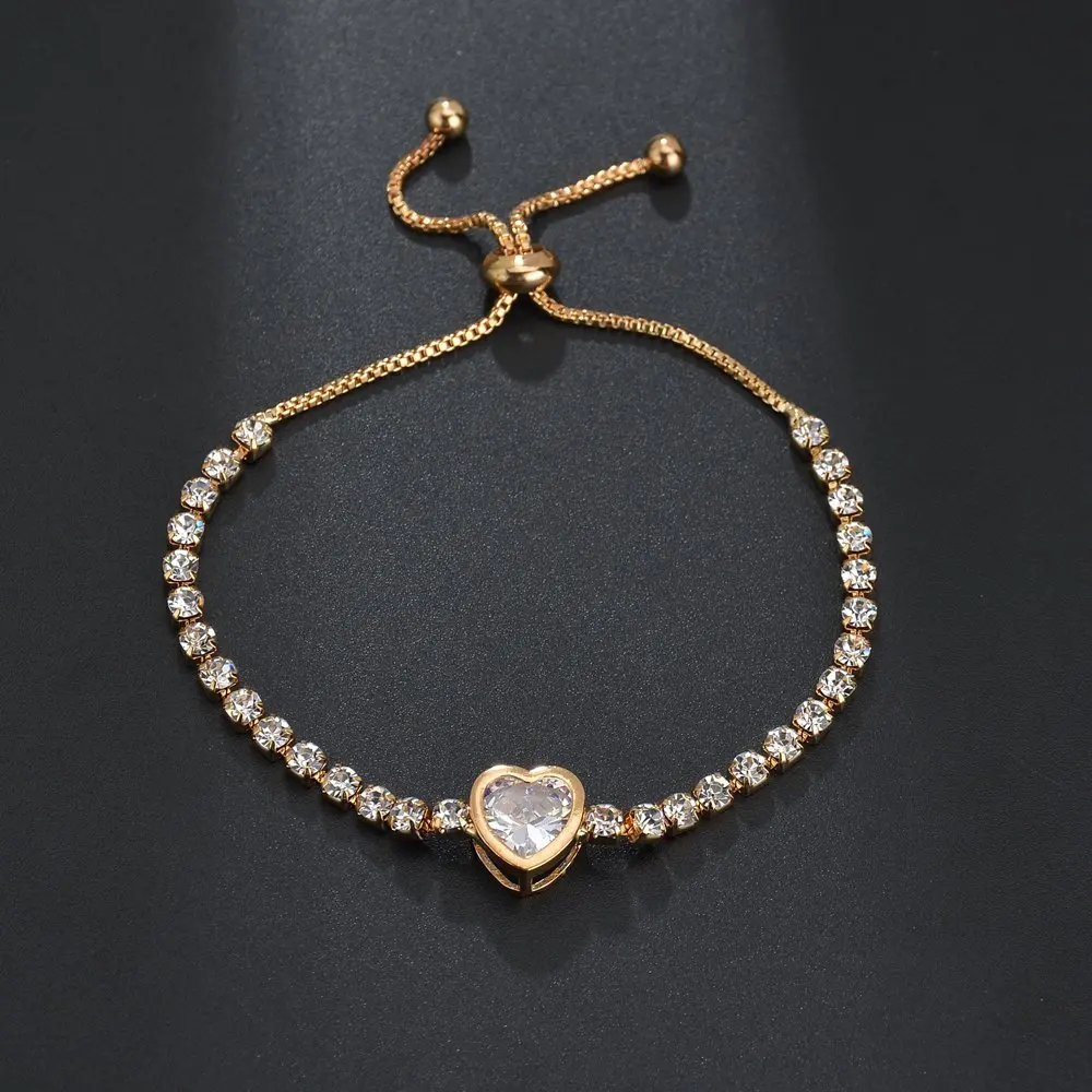

Exquisite luxury fashion heart-shaped zircon hand bracelet popular crystal telescopic bracelet female