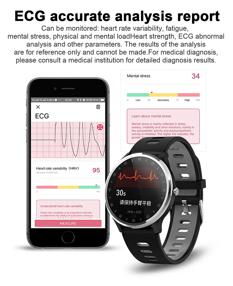 Смарт-часы TKYUAN A9 ECG PPG дисплей напоминания о кровяном давлении IP67 водонепроницаемый браслет для IOS Android спортивные часы