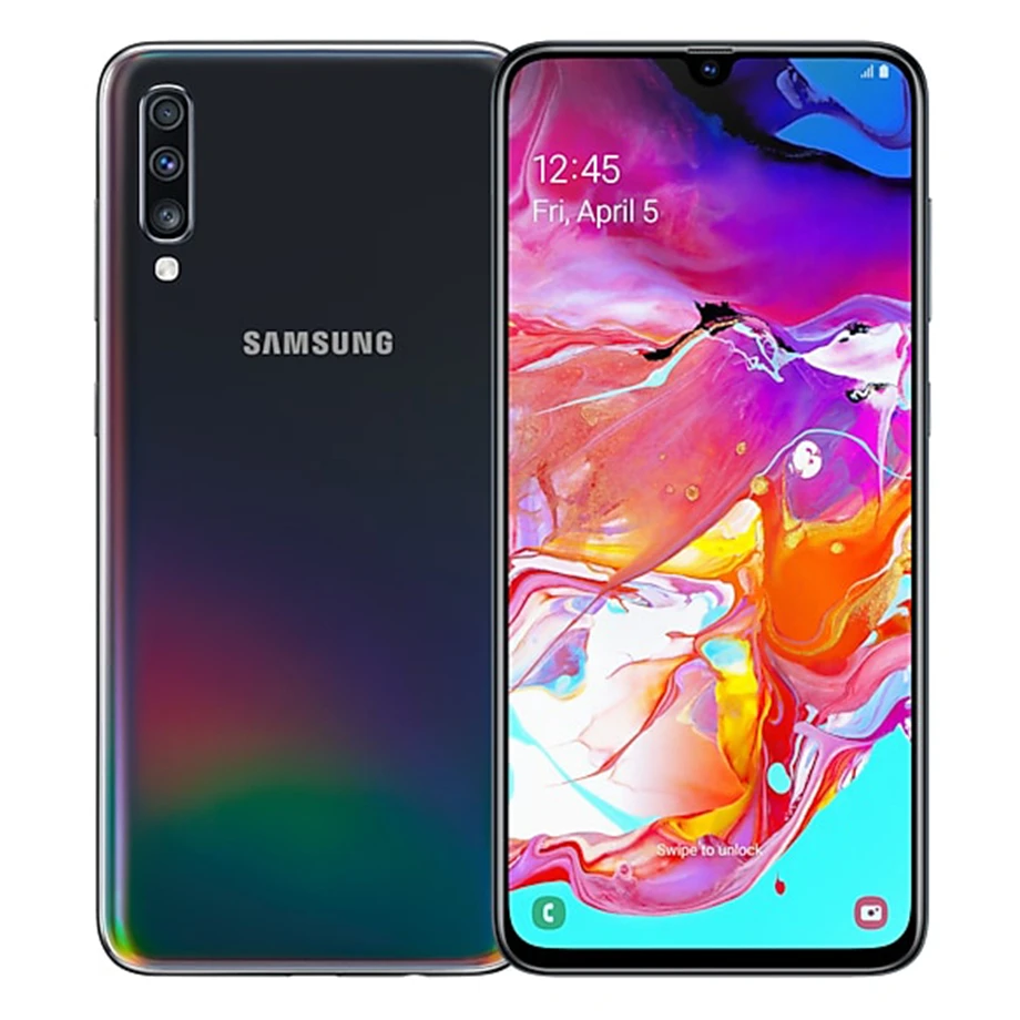 Samsung Galaxy A70 A7050, две sim-карты, четыре ядра, 6,7 дюймов, 4 камеры, 6 ГБ/8 ГБ ram, 128 ГБ rom, мобильный телефон Snapdragon 675, NFC