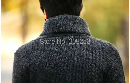 New 2014 Casual men's Black Pullovers Turtleneck sweater long sleeve knitwear Thick knitted | Мужская одежда