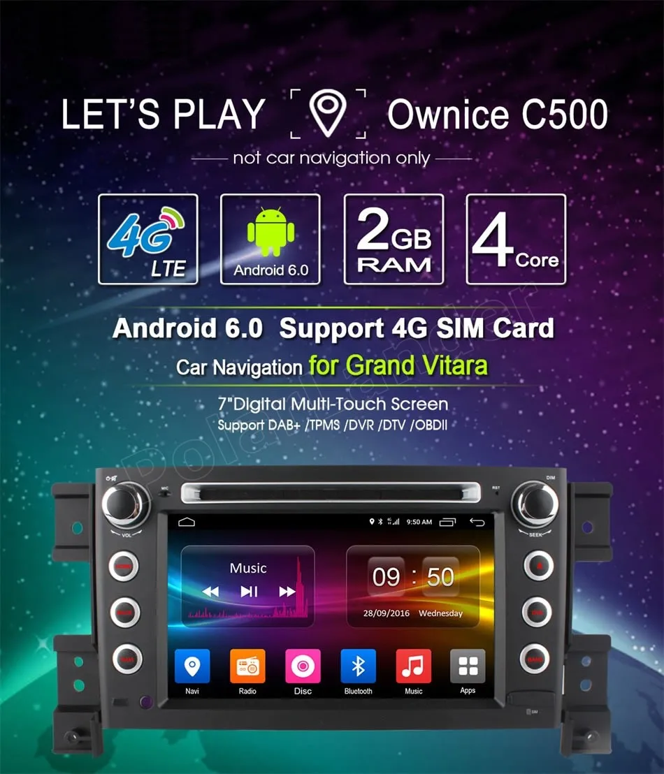Четырехъядерный автомобильный DVD android 6 0 2 din GPS радио для S/UZUKI G/RAND VI/TARA 2005 2015 WIFI