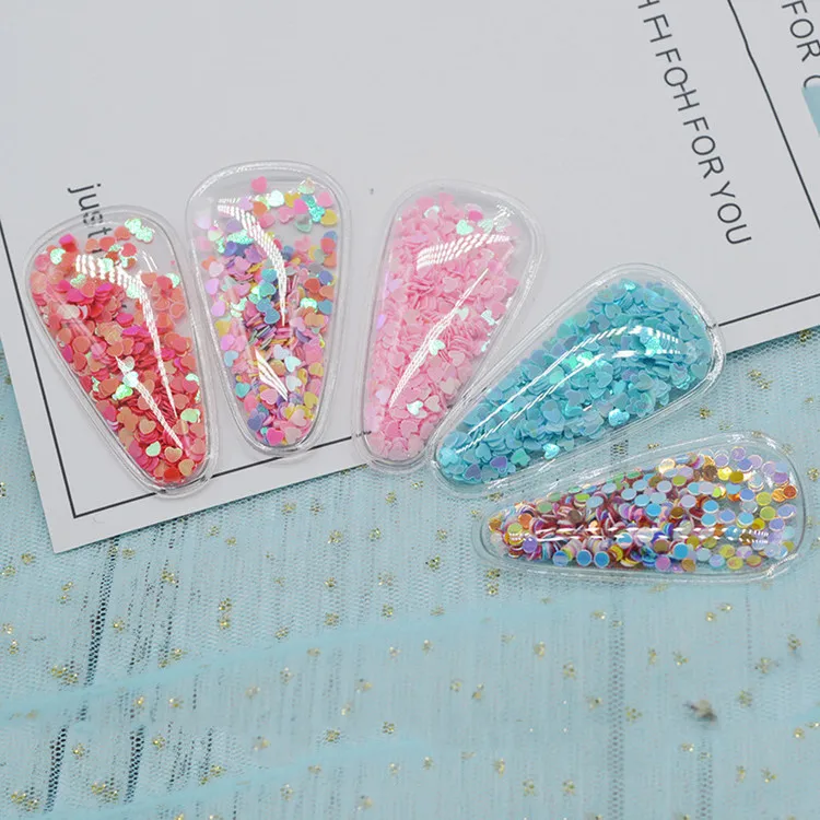 Mix color 10 шт./лот 5,5*3 см наполнитель блесток аппликация для волос BB зажимы покрытие аппликации для девочек DIY заколки для волос аксессуары без зажима - Цвет: Mix color