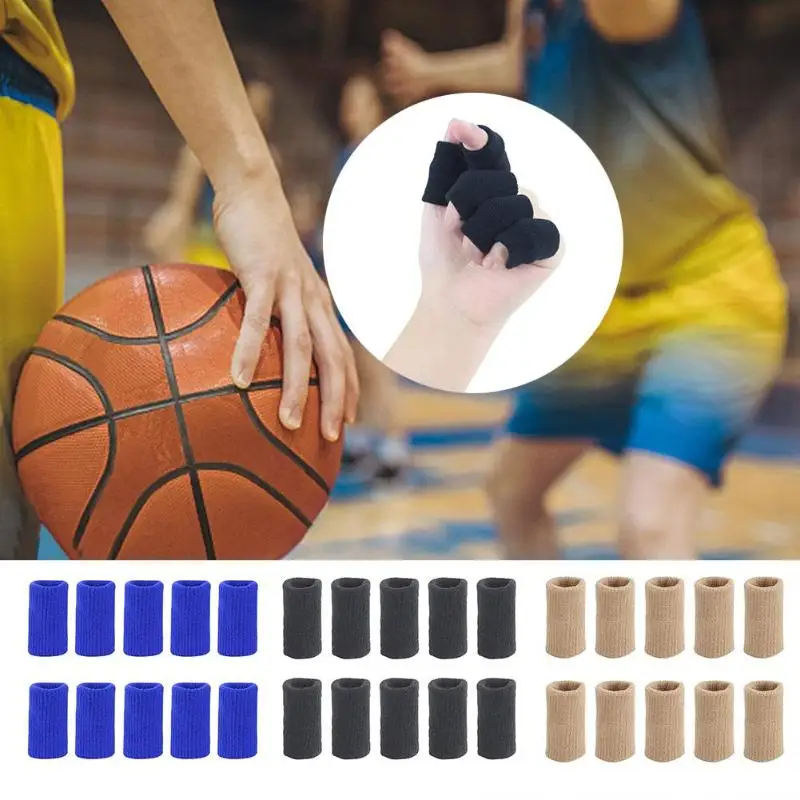 10pcs Stretch Sports Finger Sleeves Arthritis Outdoor Finger Support Guards Basketball Beach Volleyball Finger Protection Care