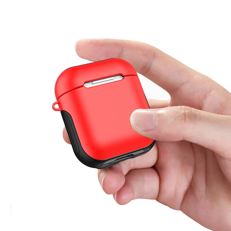 Портативный чехол для наушников, черный, красный, для AirPods, коробка для Air pods, чехол, Funda, поддержка зарядки, силиконовый, Bluetooth, беспроводной
