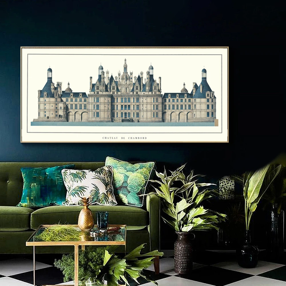 Классическое здание шато де шамборд холст печать картина большой размер