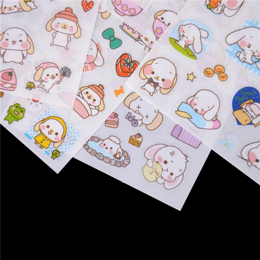 

6 pcs/set Big Ears Happy Dogs Stickers Diary Sticker Scrapbook Decoration PVC Stationery Stickers 8.7 * 16cm