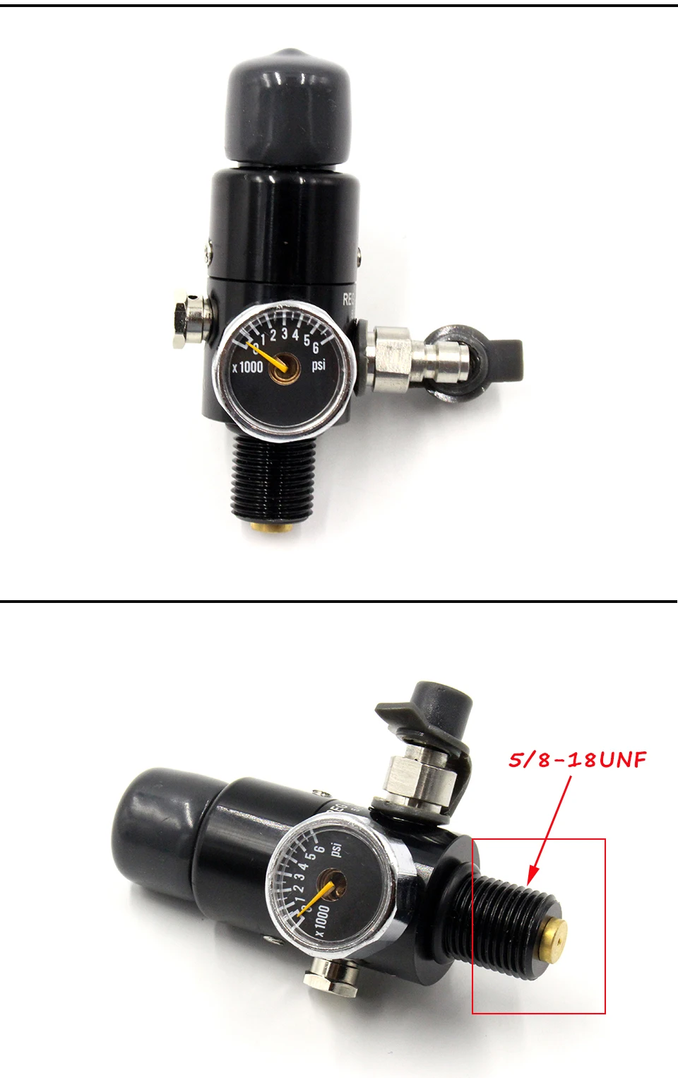 QUPB Пейнтбольный Бак Регулятор 4500PSI 5/8-18UNF черный REG002