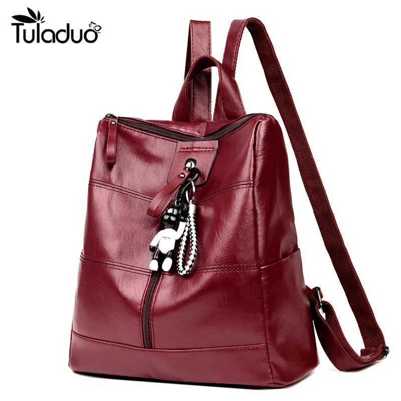 Женский рюкзак с подвеской в виде медведя женские модные кожаные рюкзаки 2019 года