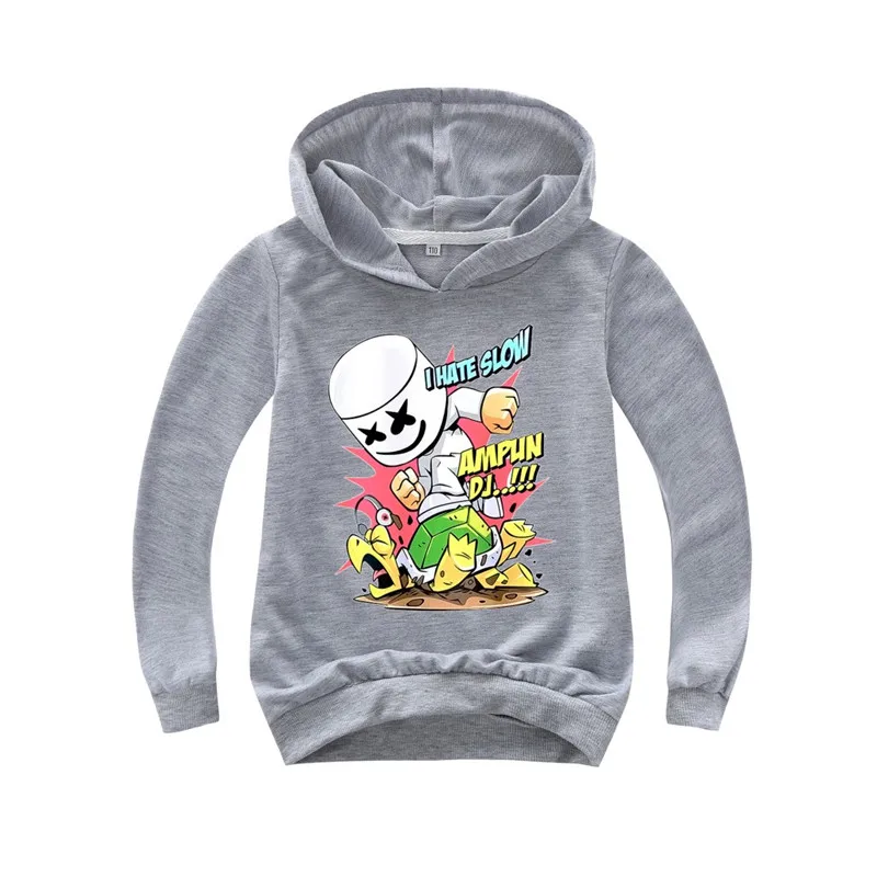 Marshmello из хлопка для мальчиков и девочек толстовки с капюшоном костюм пуловером футболка длинными рукавами