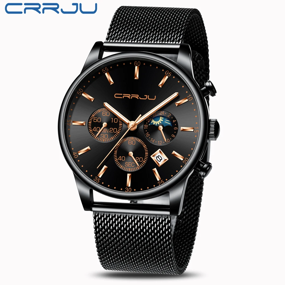 CRRJU мужские часы Reloj Hombre 2019 s лучший бренд класса люкс кварцевые с большим