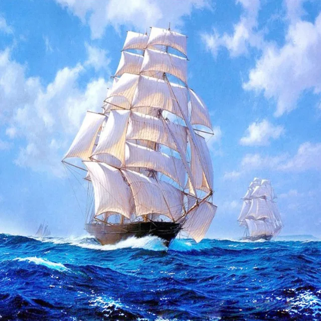 5D полная Алмазная вышивка квадратные алмазы из смолы природный пейзаж корабль на