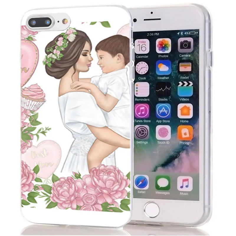 ТПУ Роскошный для iPhone 7 8 Plus 6 S/6 Мягкий чехол дизайн Мама Жизнь цветок X XS XR Max