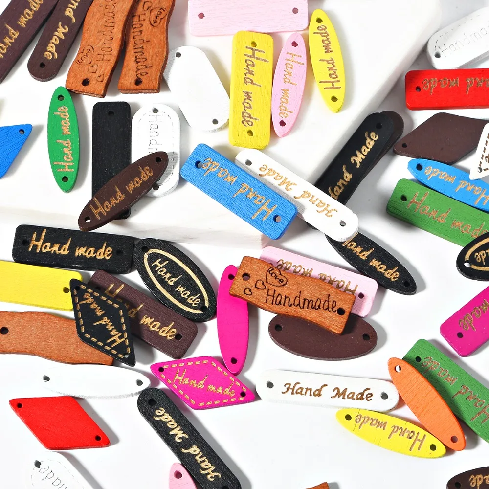 Деревянные пуговицы ручной работы 50 шт. бирки деревянные Швейные аксессуары для