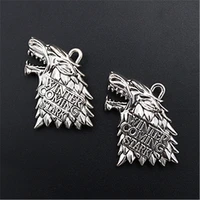 2pcs silver plated large 3d arctic wolf king necklace pendant diy charms for jewelry crafts making 4325mm a1429