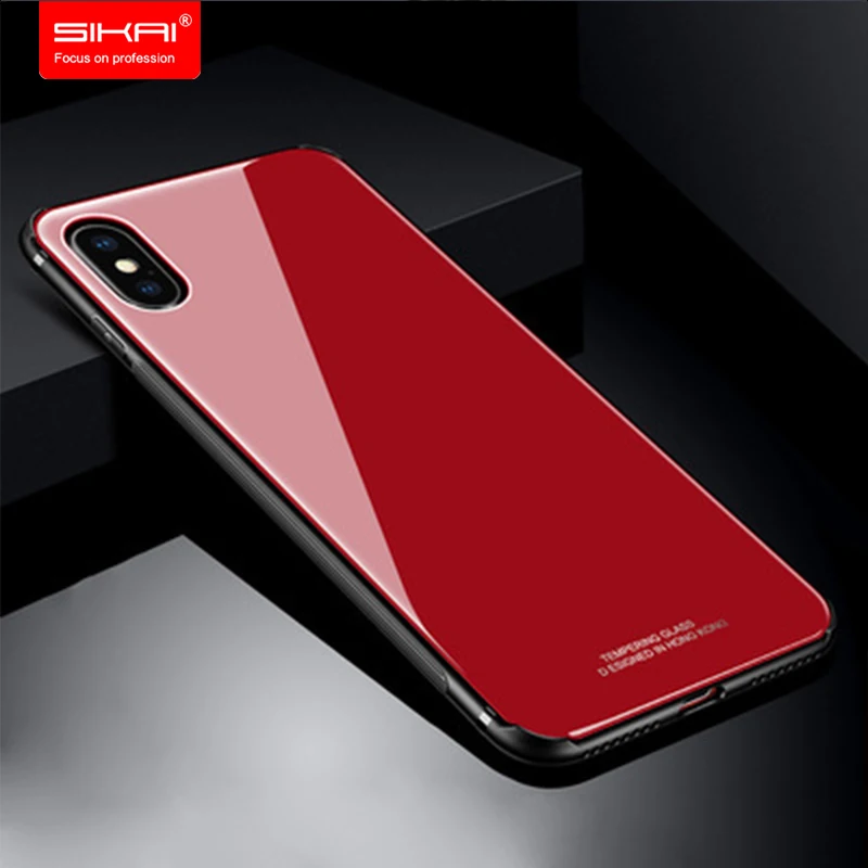 Sikai закаленное Стекло чехол для iPhone X Роскошный Гибридный задняя крышка