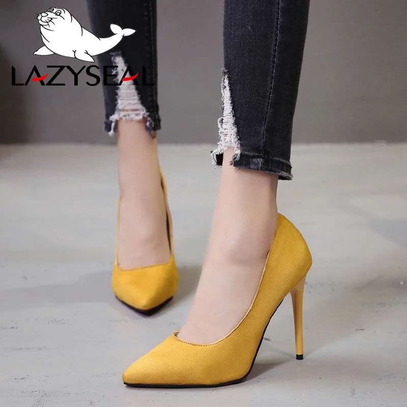LazySeal обувь женские туфли лодочки на каблуке шпильке из искусственной замши