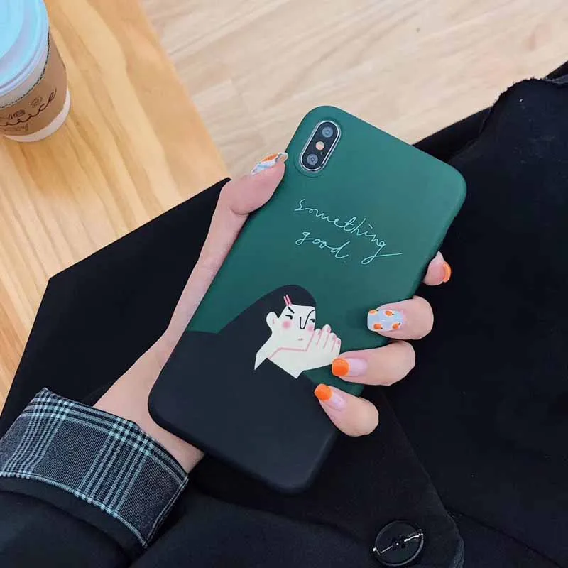 JIBAN Korean Style Art Cartoon Phone Case for Iphone Xs Max XR X 6s 6 Plus 7 8plus Soft IMD Back Cover Capa |