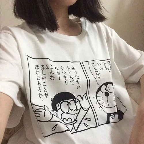 Футболка HAHAYULE женская с японским аниме новинка 2018 футболка Doraemon летние футболки