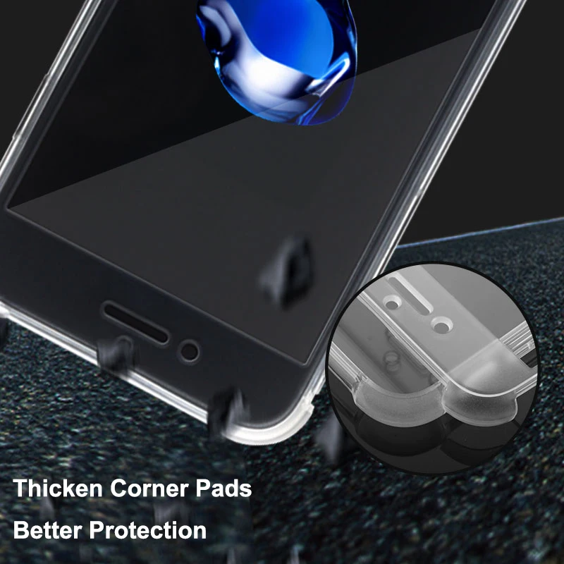 Прозрачный ТПУ чехол HD для iPhone 7 8 Plus чехлы с 360 защитой 2 слойный Мягкий