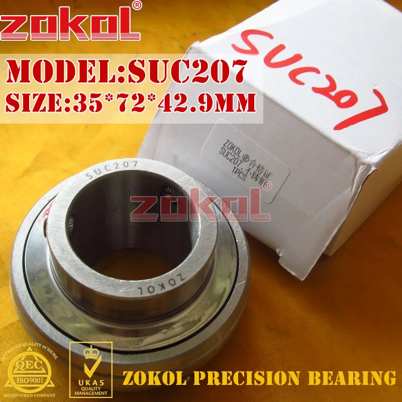ZOKOL bearing UC207 SUC207 90507 Stainless steel  Pillow Block Ball Bearing 35*72*42.9mm