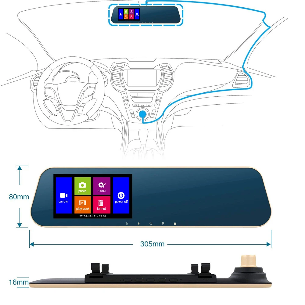 CRUZ Car Dvr камера 4 3 &quotсенсорный экран FHD 1080P зеркало заднего вида цифровой