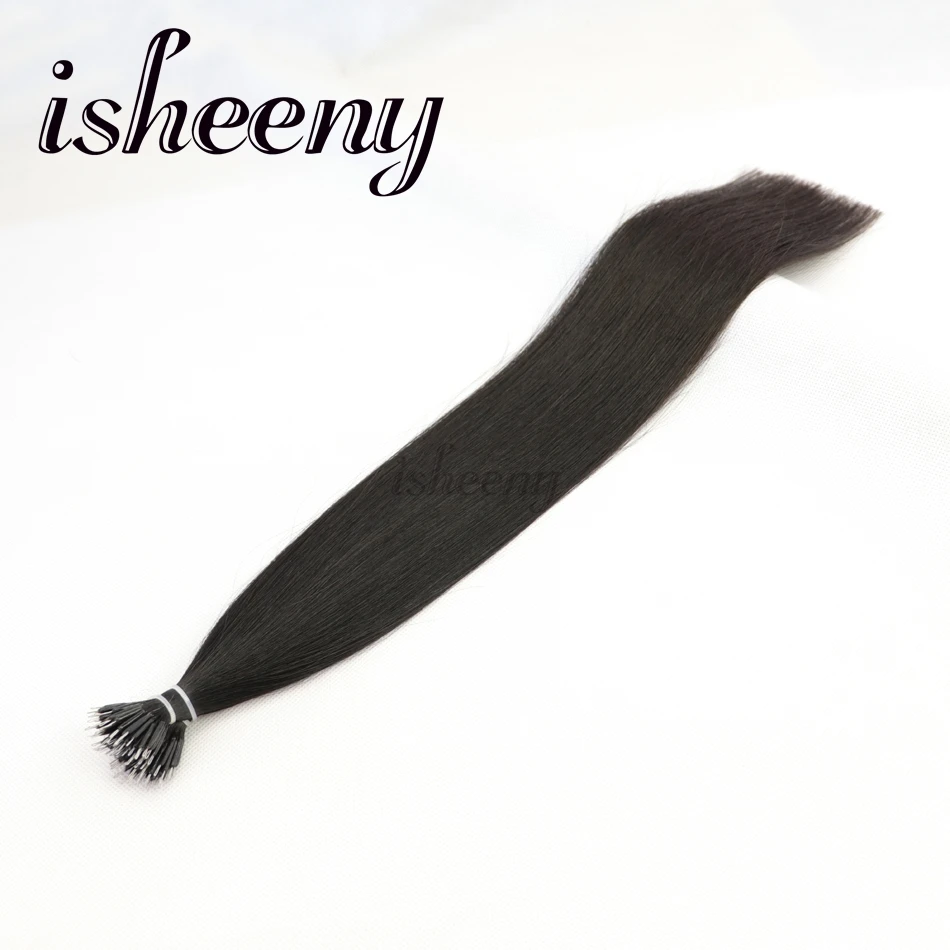 # 1B Isheeny 1" 18" 2" Человеческие волосы Remy с микро-бусинами для наращивания в европейском стиле, 9 цветов, черный, коричневый, блонд, пианино, нано-кольцо, волосы, 50 шт - Цвет: # 1B