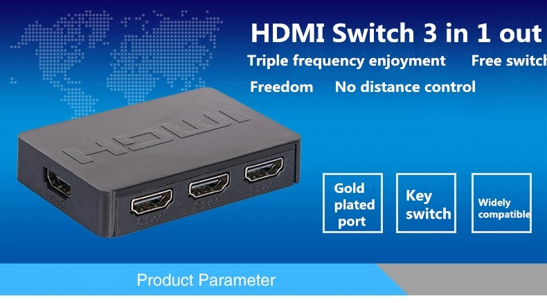 В продаже Портативный 3 Порты и разъёмы Цифровой HDMI кабель коммутатор