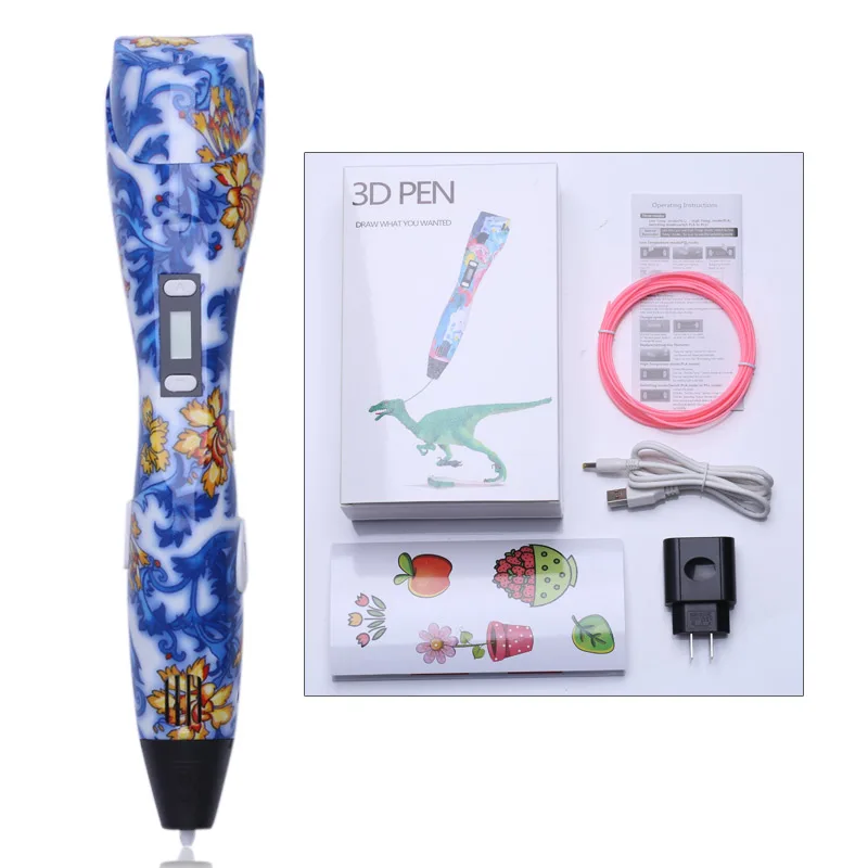 Only Pen Ручка для 3d принтера, новинка, ручки для 3D печати с 100/200 метровой нитью, низкотемпературная защита, 3D граффити ручка, USB 3D ручки - Цвет: Only Pen