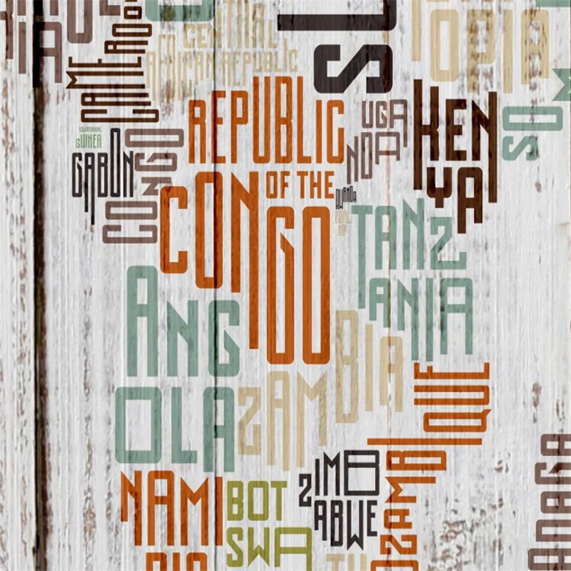 wellyu Retro Vintage English Letters World Map Wood Mural Wall Custom Large Green Wallpaper papel de parede para quarto | Обустройство