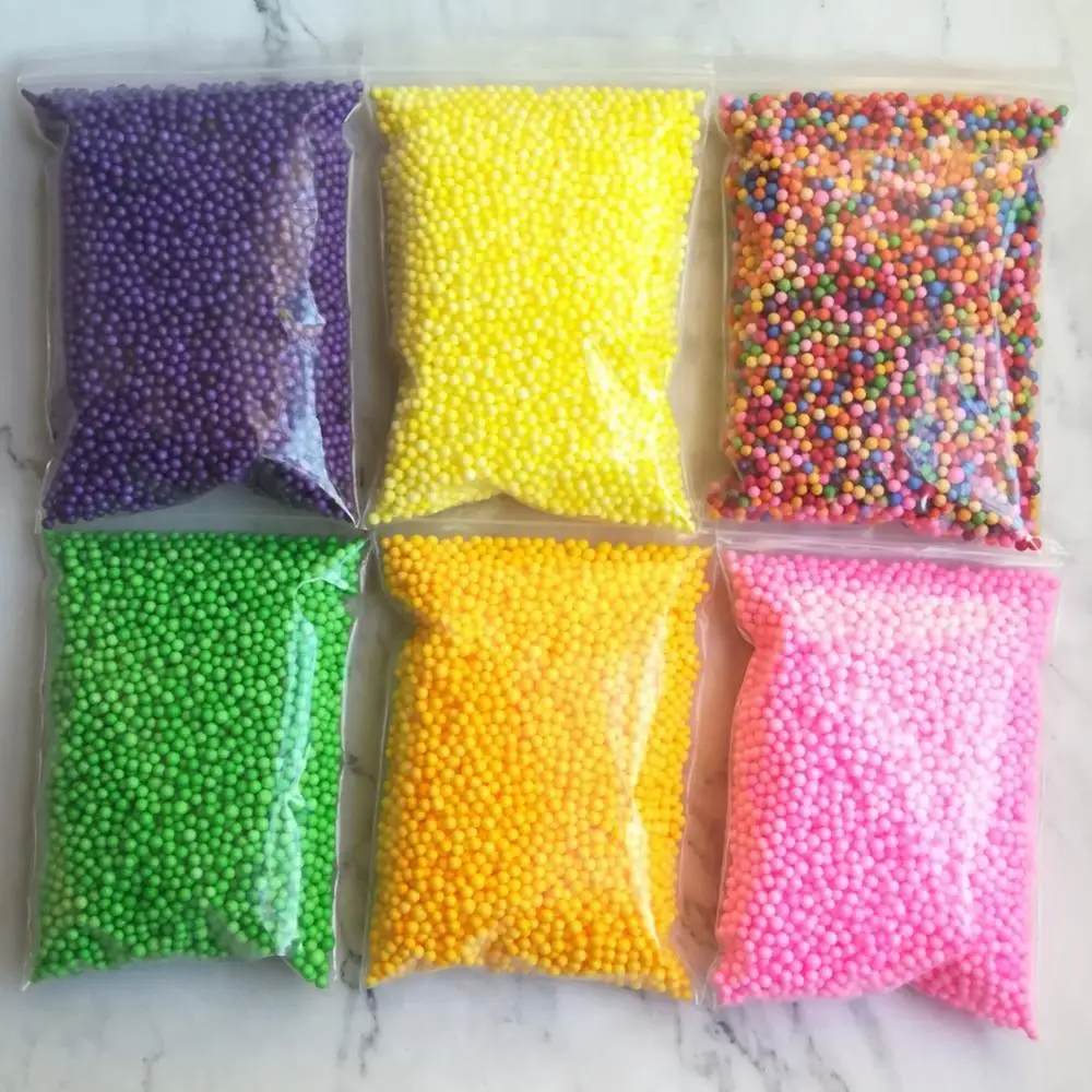 

15g 4-6mm Bright Colors Slime Foam Beads Colorful Polystyrene Foam Balls Styrofoam Mini Beads Ball Crafts