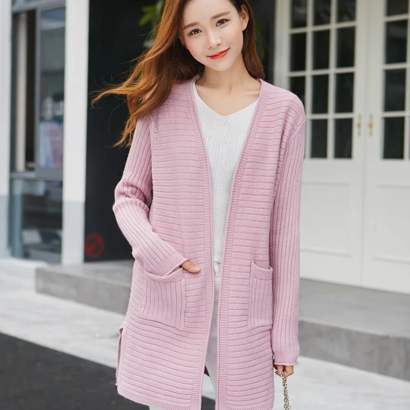 2018 Autumn Winter Women Long Sleeve Knitted Cardigan Sweater Thick Warm Cardigans Femme Knitting Coat |