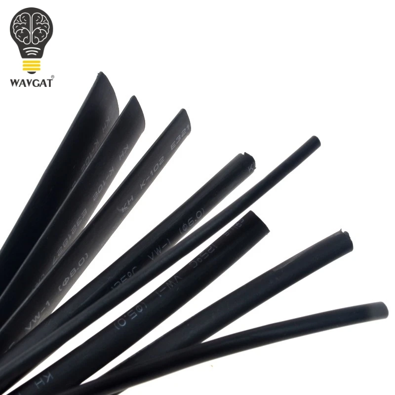 WAVGAT 8 Size 2mm~12mm Heatshrink Heat Shrink Tube Black Insulation Sleeves Wire Wrap Cable Kit | Электронные компоненты и