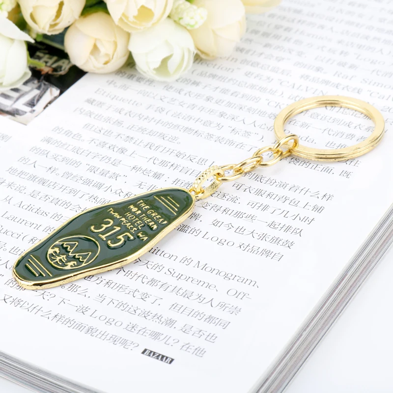 dongsheng TV Jewelry Twin Peaks 315 Logo Keychain Pendants The Great Northern Hotel Chaveiro Green Men Lady Metal Car Keyring-50 | Украшения