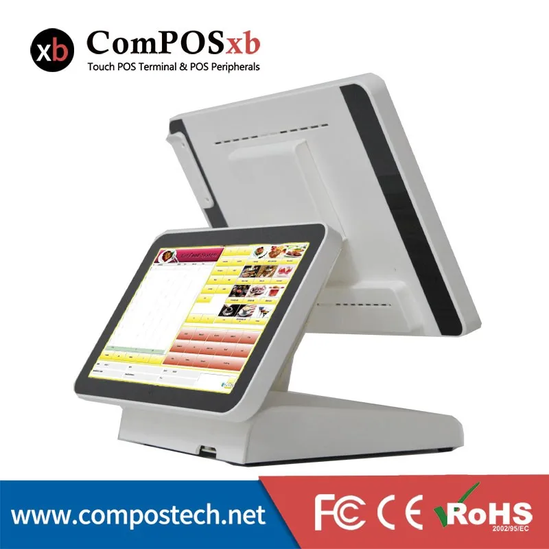 Двойной экран 15 дюймов pos touch все в одном ПК с 400 мм денежным ящиком и 80 Термальный