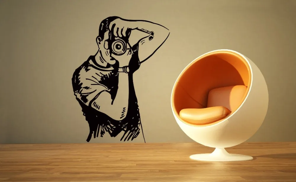 Настенный стикер для фотосъемки в модном стиле красивый мужчина с камерой