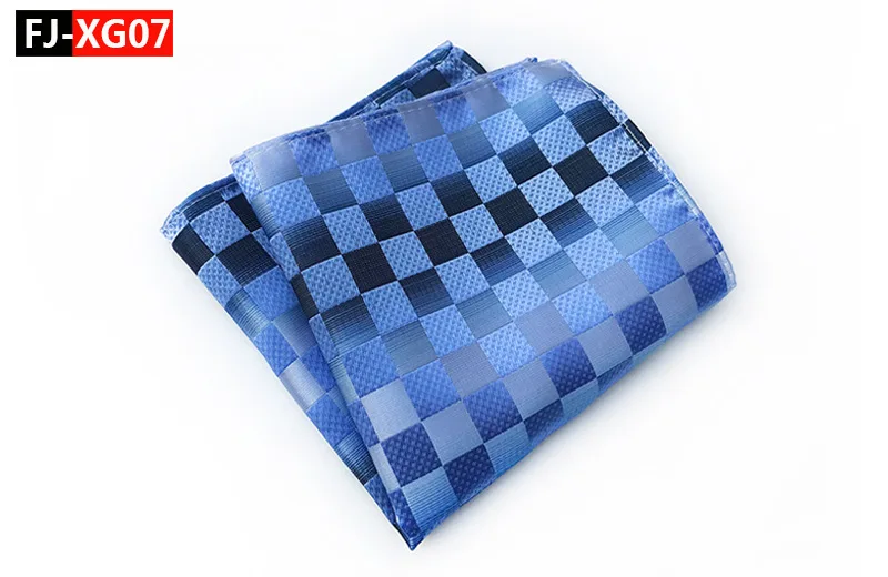 FJ-XG07 20 цветов Мужской Hanky проверяет, плед полосатый шелковые костюмы Свадебный квадратный Карманный вечерние носовой платок Одежда Аксессуары Шарф - Цвет: FJ-XG07