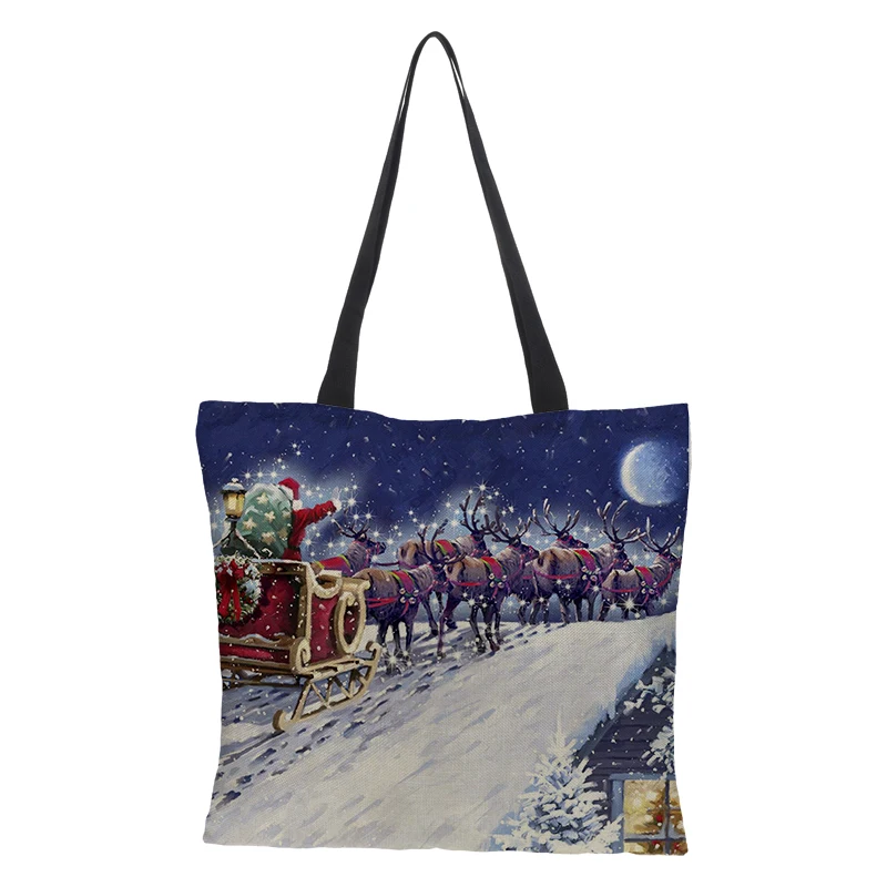 Сумка CROWDALE Merry Christmas женская Подарочная сумка на Рождество большие льняные