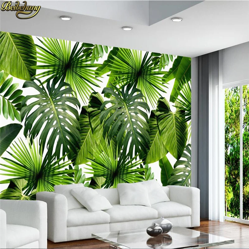 beibehang Custom Wallpaper Large Mural Modern Simple Fresh Rainforest Plant Basho Leaf Pastoral Background Wall | Обустройство дома