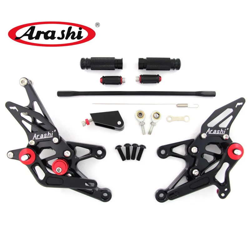 Black Arashi для YAMAHA YZF R1 2007 2008 ЧПУ Регулируемые подножки для ног Rider задние наборы Rearset Подножка для ног алюминий золото - Цвет: Black