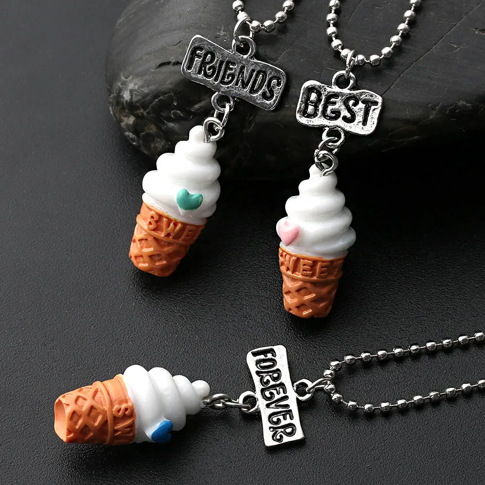 3 шт./компл. Детская бижутерия детское ожерелье милое с мороженым Best Friends BFF
