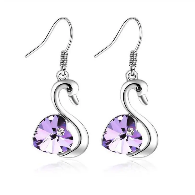 Lyiyunq модные Лебедь серьги Красивая девушка сердце кристалл партии изделия долго