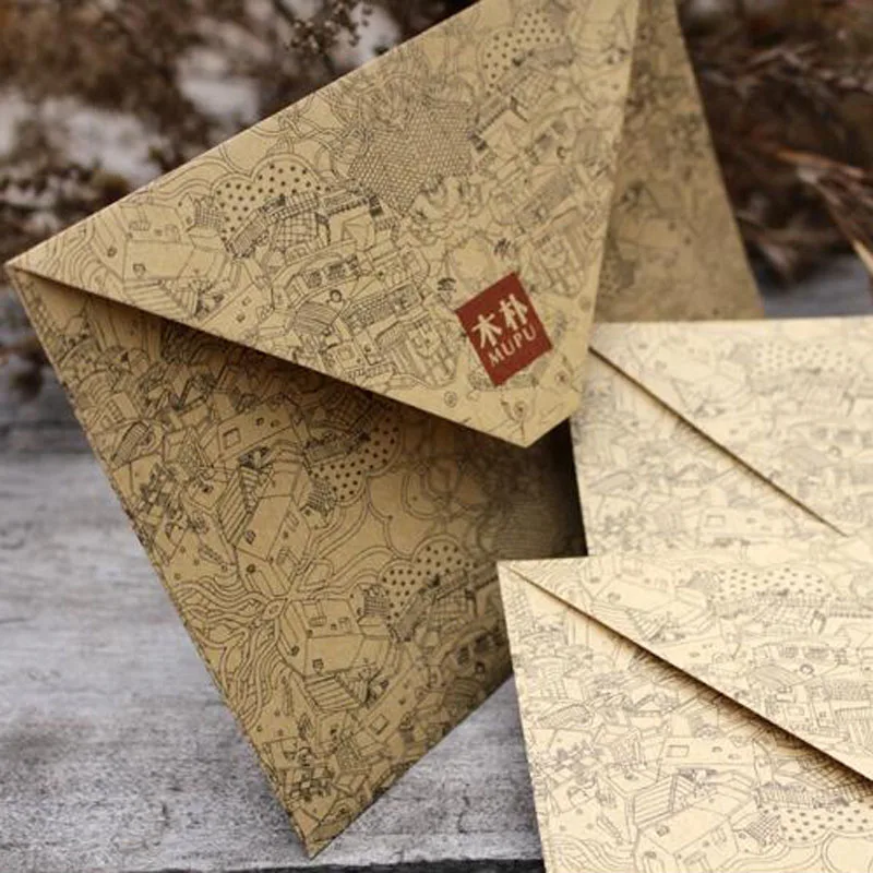 50pcs/lot Envelopes Vintage Retro Kraft Paper Envelope European Style For Card Scrapbooking Christmas Gift Packing | Дом и сад