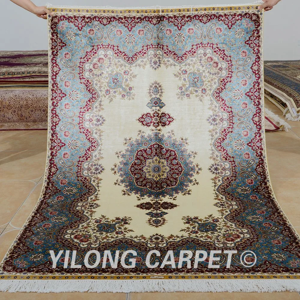 Yilong 4 'x 6' традиционный Тебриз ковер бежевый vantage античный шелковый (0695)|tabriz